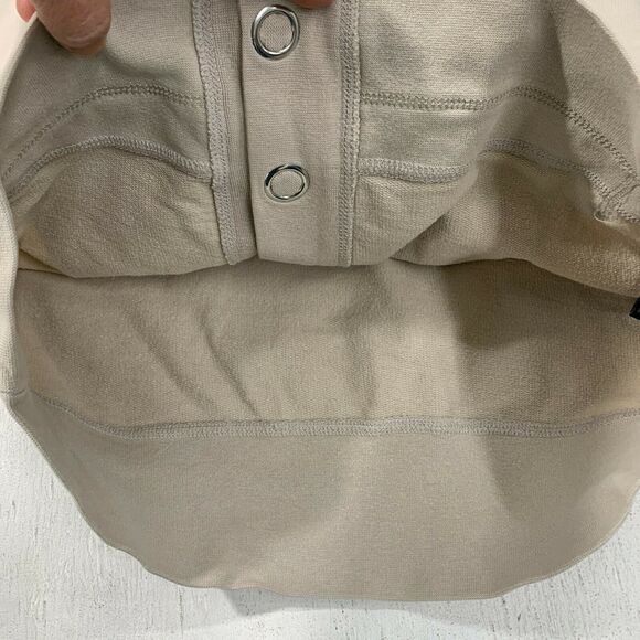 BCBGMaxazria Hoodie Women's Size M Beige Big Snap Buttons Distressed Sweater - Picture 7 of 13